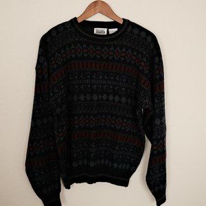 Basic Editions Medium Faire Isle Pattern Crew Neck Sweater